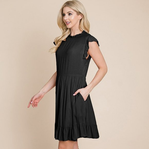 Ruffled Sleeveless Babydoll Dress with pockets. - Picture 3 of 3